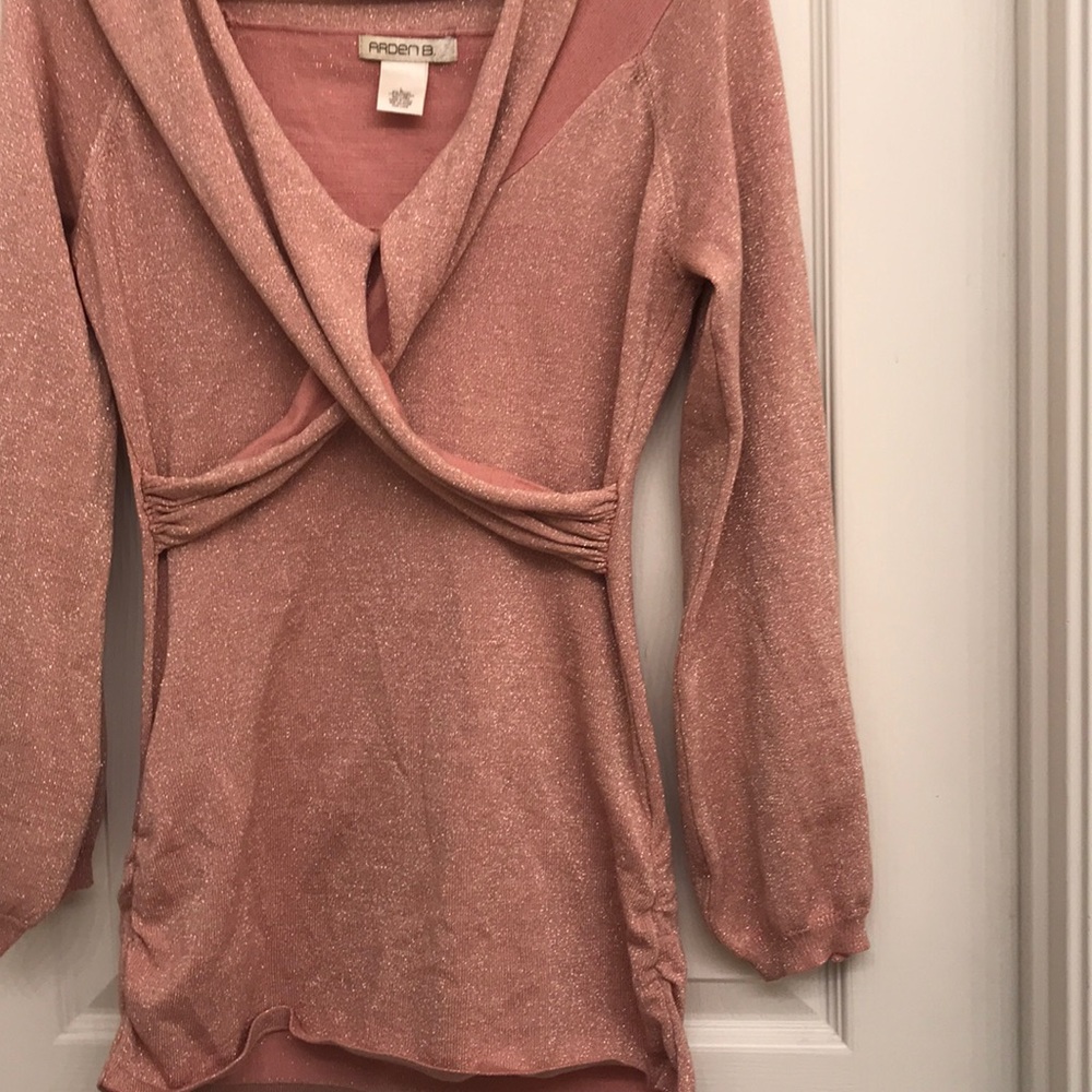 Beautiful glitter baby pink party blouse size L - Picture 1 of 3